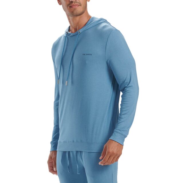 Ted Baker Mens Solid Modal Drawcord Cotton Blend Jersey Pullover Hoody