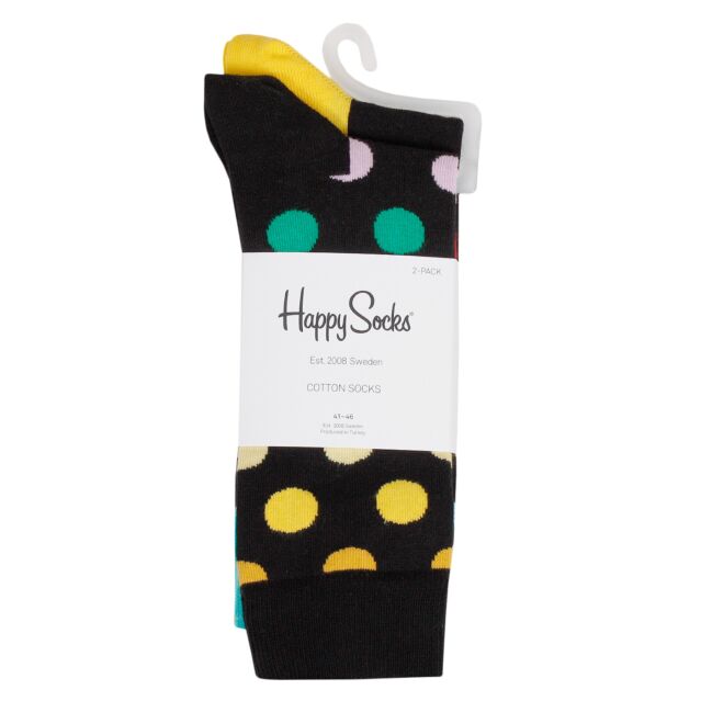 Happy Socks Mens Big Dot Novelty Cotton Comfort Regular Fit 2 Pack Socks