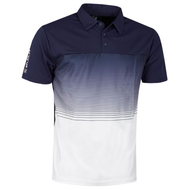 Stuburt Mens Evolve Dalton Breathable Wicking Stripe Golf Polo Shirt