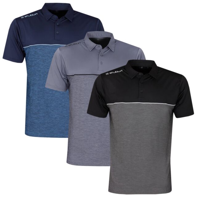Stuburt Mens Evolve Middleton Moisture Wicking Stripe Golf Polo Shirt