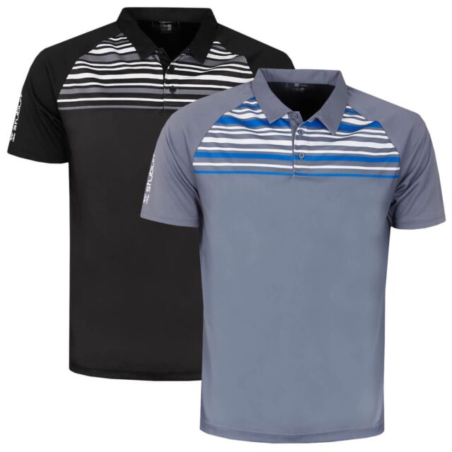 Stuburt Mens Kingsclere Moisture Wicking Striped Golf Polo Shirt