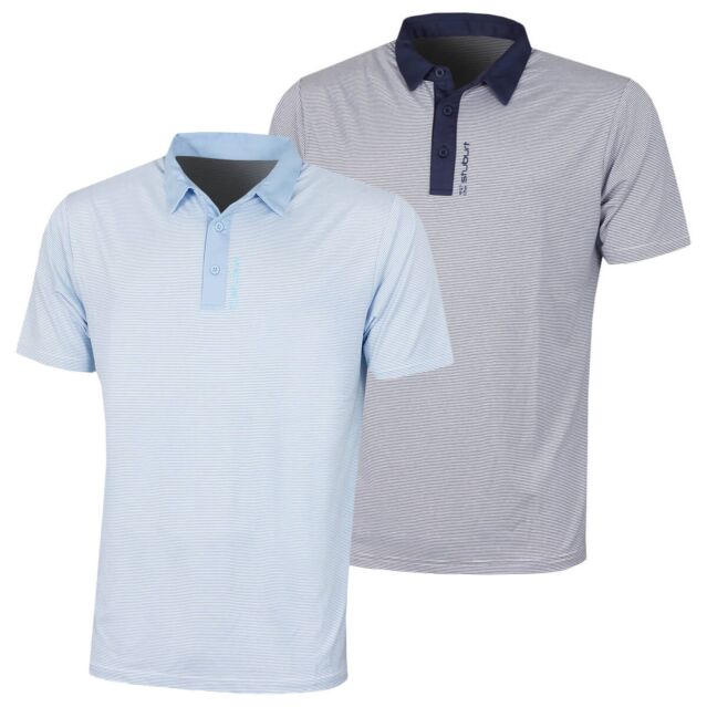 Stuburt Mens Otham Pinstripe Breathable Wicking Summer Golf Polo Shirt