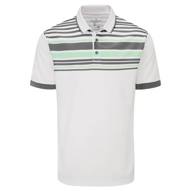 Stuburt Mens Alton Breathable Wicking Summer Striped Golf Polo Shirt
