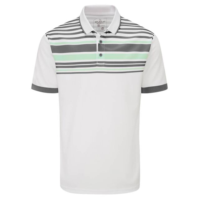 Stuburt Mens Alton Wicking Summer Striped Golf Polo Shirt