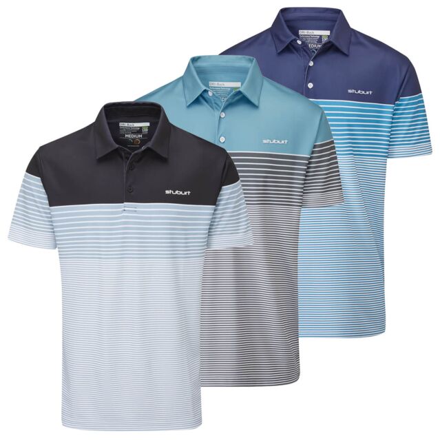 Stuburt Golf Mens Highland Colour Block Moisture Wicking Golf Polo Shirt