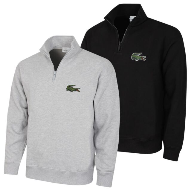 Lacoste Mens Oversize Fit Crocodile Logo Quarter Zip Sweater