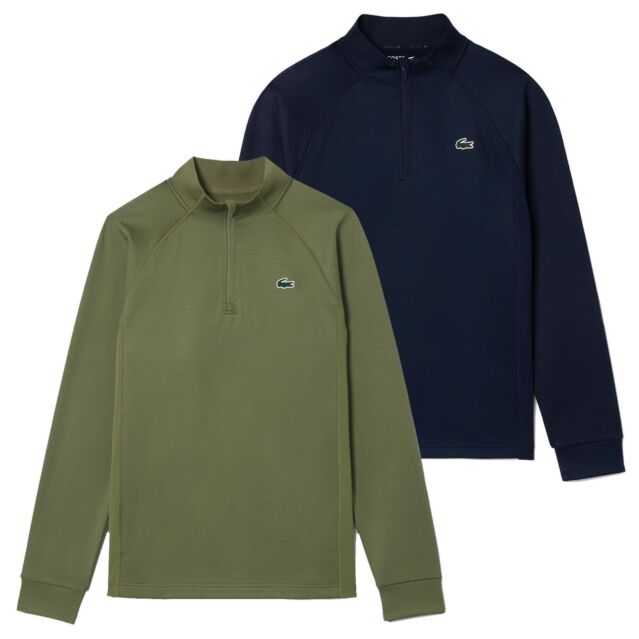 Lacoste Mens 2025 SH2531 UV50 Protection Beathable Stretch Fabric Golf Sweater