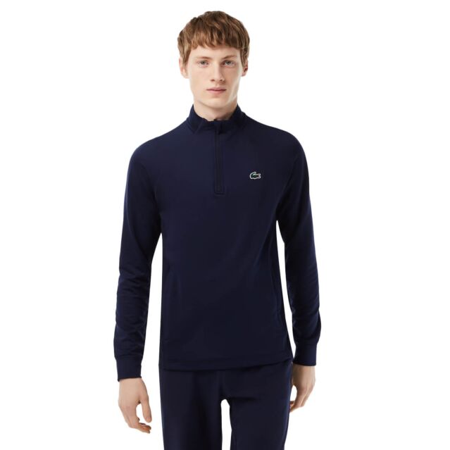 Lacoste Mens SH5221 Mesh Panel Stretch Golf 1/4 Zip Sweater