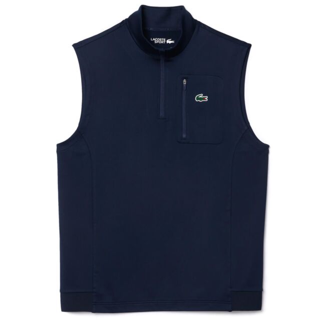 Lacoste Mens 2025 Quarter Zip Layering Moisture Wicking Stretch Golf Vest