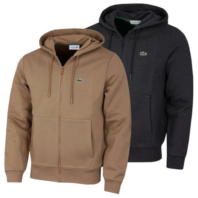 Lacoste Mens SH9626 Brushed Fleece Recycled Classic Fit Full Zip Hoody