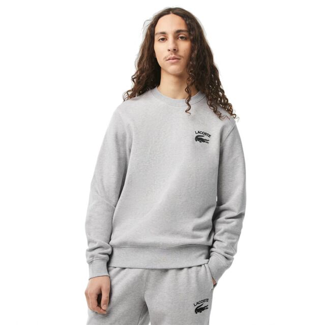 Lacoste Mens SH9659 Classic French Terry Herringbone Crew Neck Sweater