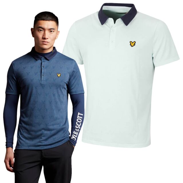 Lyle & Scott Mens Jacquard Textured Contrast Collar Golf Polo Shirt