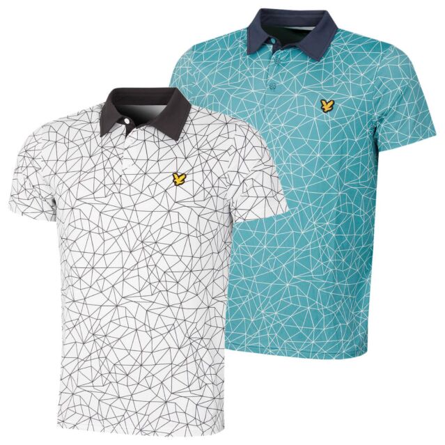 Lyle & Scott Mens Hyper Print Contrast Collar Golf Polo Shirt