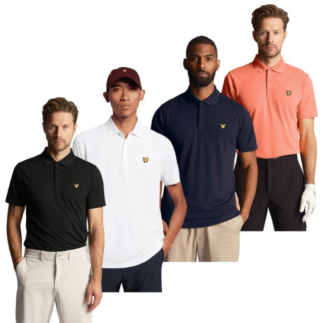 Lyle & Scott Mens 2024 Golf Tech Eagle Logo Short Sleeve Recycled Polo Shirt