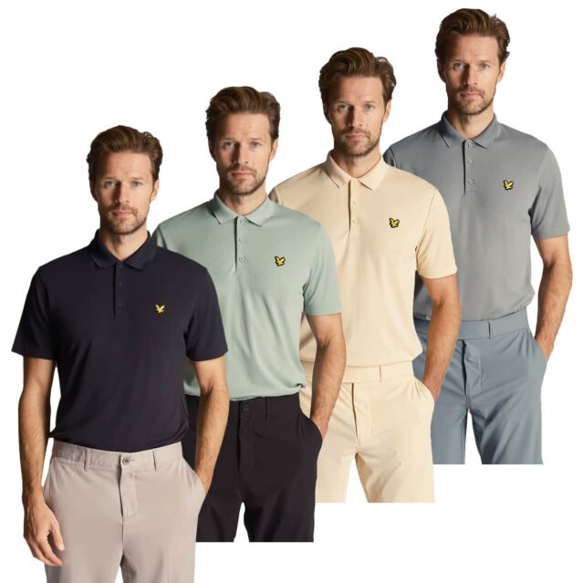 Lyle & Scott Mens 2024 Golf Tech Eagle Logo Short Sleeve Recycled Polo Shirt