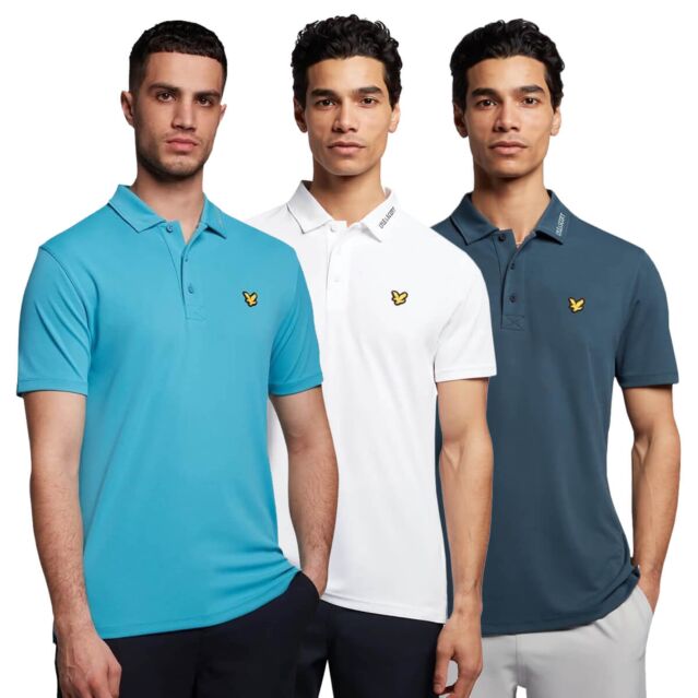 Lyle & Scott Mens Tech Collar Logo Regular Fit Recycled Polo Shirt