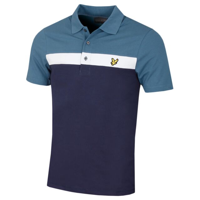 Lyle & Scott Mens Classic Colour Block 3 Button Casual Golf Polo Shirt