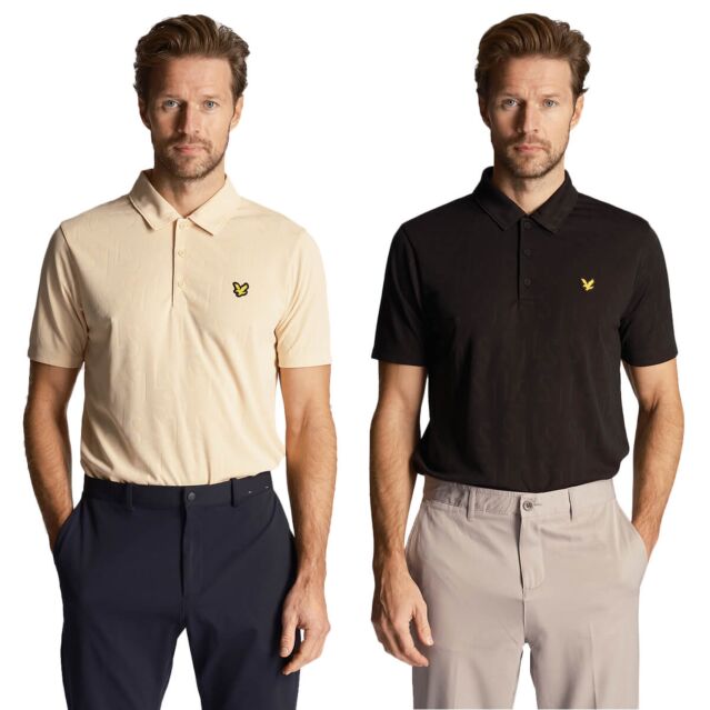 Lyle & Scott Mens 2024 Monogram Jacquard Lightweight Fabric Golf Polo Shirt