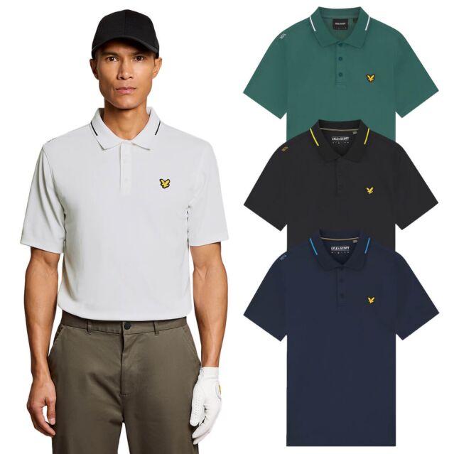 Lyle & Scott Mens 1874 Tipped Tech Stretch Lightweight  Golf Polo Shirt