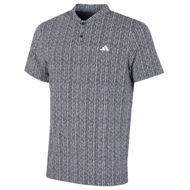 adidas Golf Mens 2024 Sport Stripe Breathable Moisture Wicking Polo Shirt