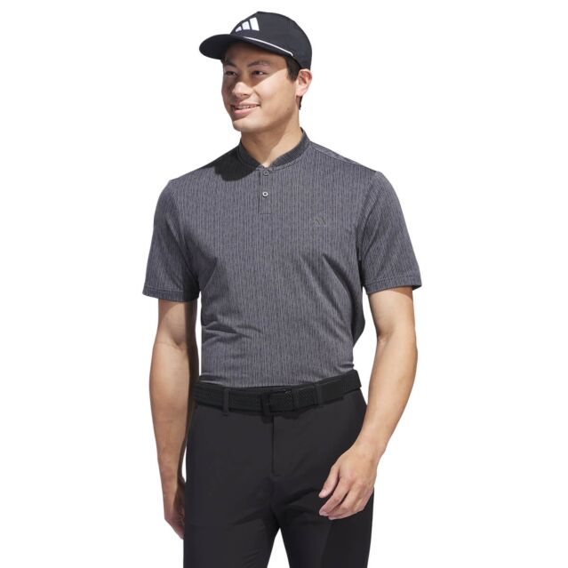 adidas Golf Mens 2024 Sport Stripe Breathable Moisture Wicking Polo Shirt