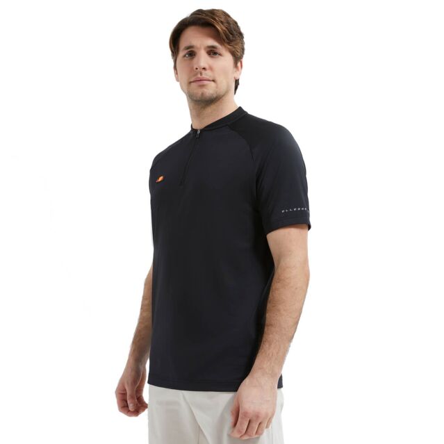 Ellesse Mens Rora Collarless Zipped Moisture Wicking Golf Polo Shirt