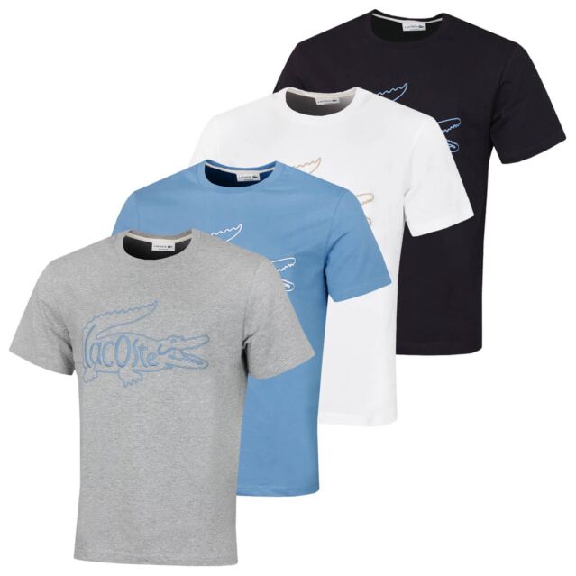 Lacoste Mens TH0051 Heavy Jersey Cotton Crocodile Durable T-Shirt