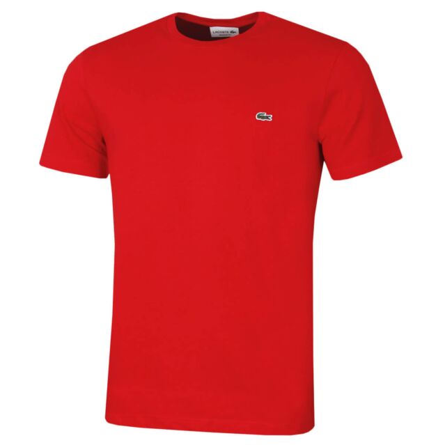 Lacoste Mens TH2038 Plain Cotton Crew Round Neck Short Sleeve T-Shirt