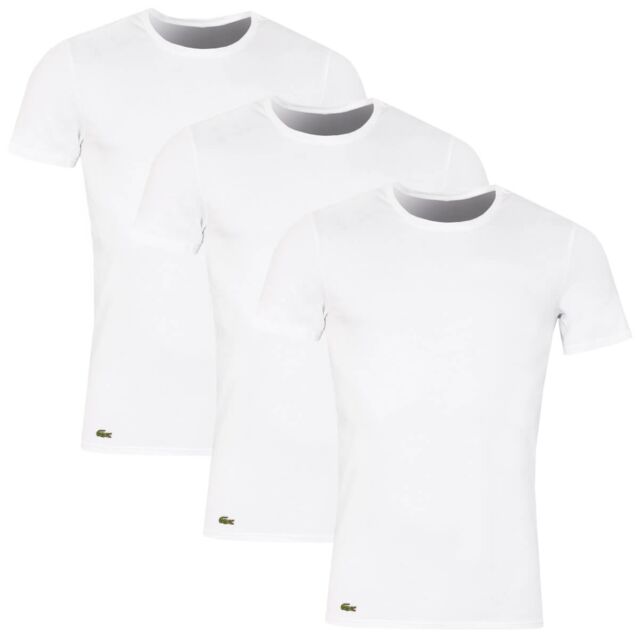 Lacoste Mens TH3321 3 Pack Slim Fit Undershirt T Shirt