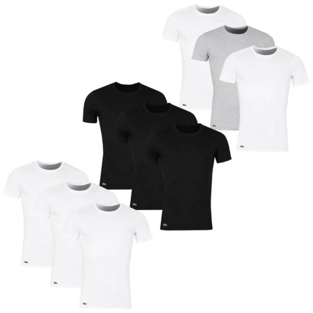Lacoste Mens TH3321 3-Pack Light Breathable Slim Fit Undershirt T-Shirt