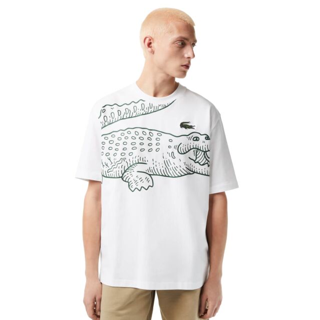 Lacoste Mens TH5511 Organic Cotton Loose Fit Crew T-Shirt