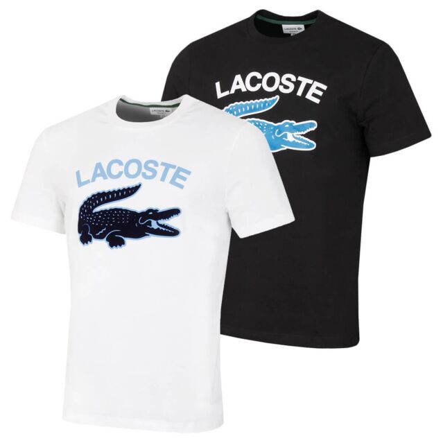 Lacoste Mens TH9681 Jersey Cotton Fabric Crocodile Crew Neck T-Shirt