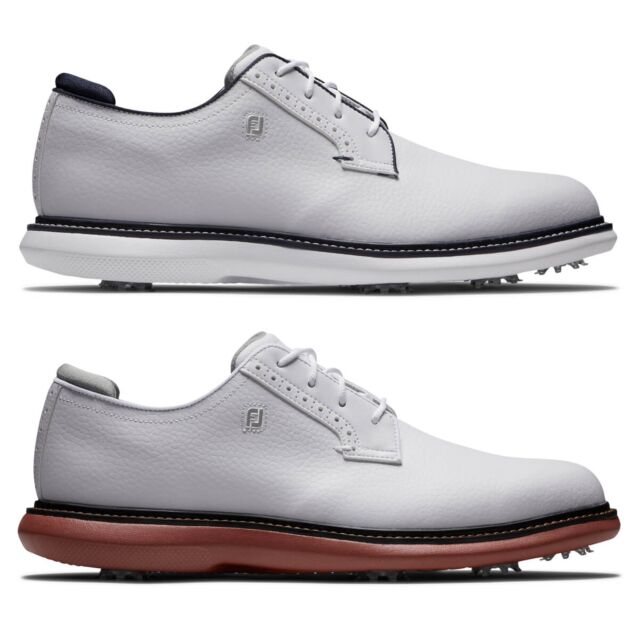 Footjoy Mens 2025 Traditions Blucher Pulsar Spikes Leather Waterproof Golf Shoes