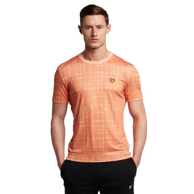 Lyle & Scott Mens Grid Print Crew Neck Eagle Logo Short Sleeve T-Shirt