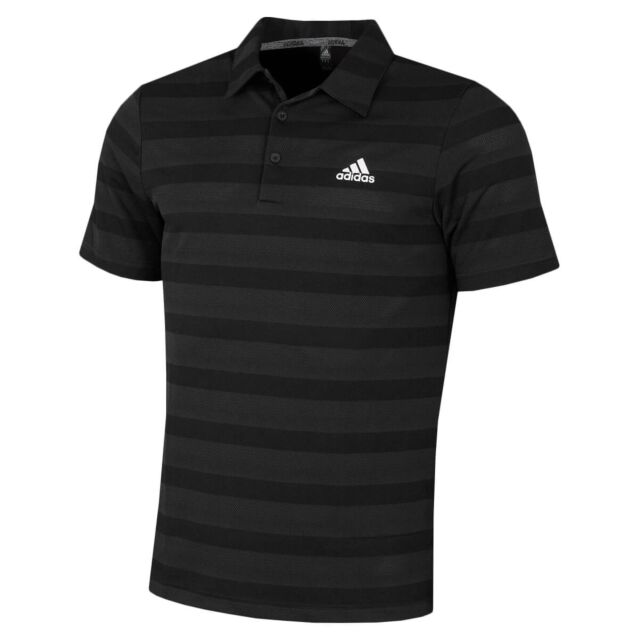 adidas Golf Mens 2025 Two Colour Stripe Primegreen Moisture Wicking Polo Shirt