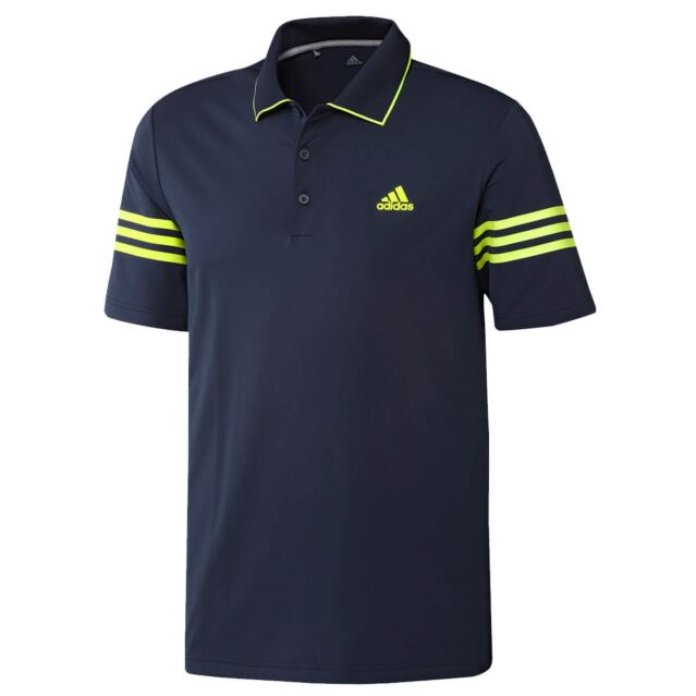 adidas Golf Mens Ultimate365 Block Moisture Wicking 3-Stripe Polo Shirt