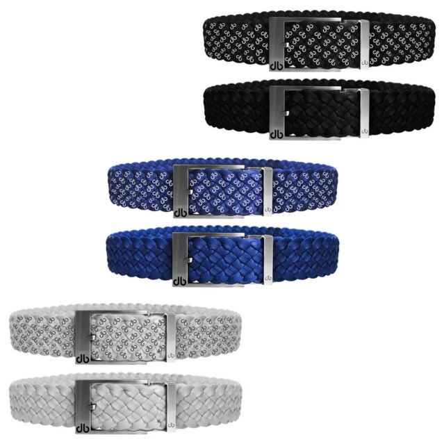 Druh Mens Weave Reversible 5 Strand Stretch DB Print Buckle Golf Belt