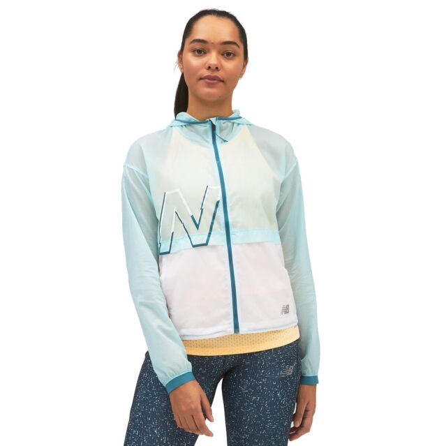 New Balance Womens Printed Impact Run Light Water Resistant Pack Jacket