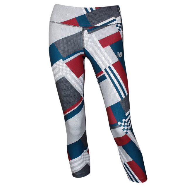 New Balance Womens Printed Impact Run Cropped Mesh Reflective Leggings