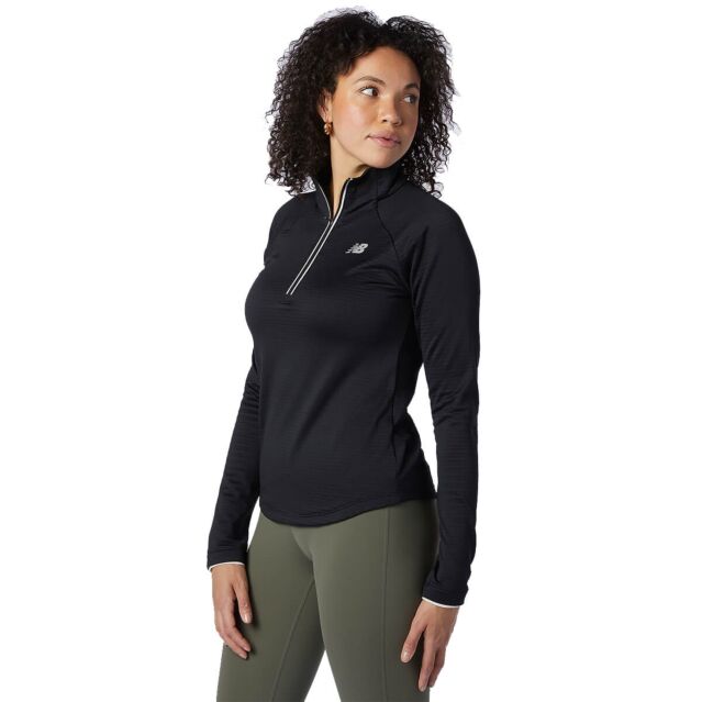 New Balance Womens Impact Run Heat Grid Moisture Wicking Half Zip Sweater