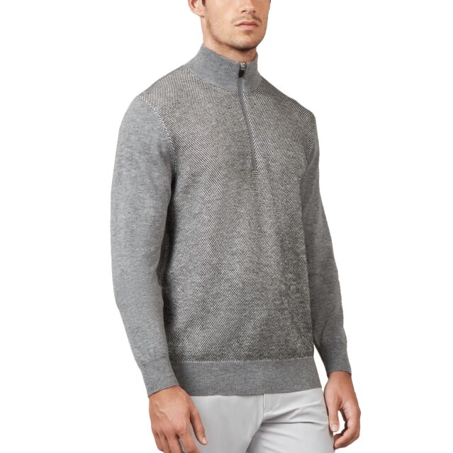 Wolsey Mens Heather Twist Mix 1/4 Zip Merino Wool Golf Sweater