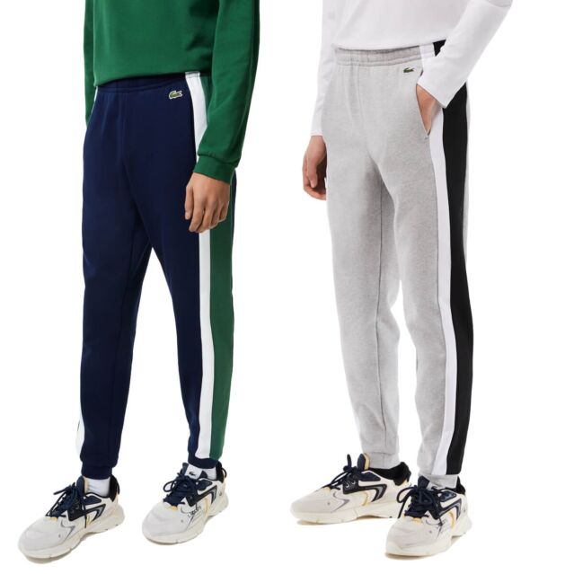 Lacoste Mens XH5589 Brushed Fleece Cut & Sewn Colourblock Training Joggers