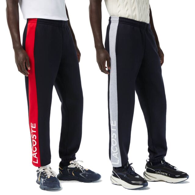 Lacoste Mens XH8370 Brushed Fleece Tapered Cut & Sewn Colourblock Joggers