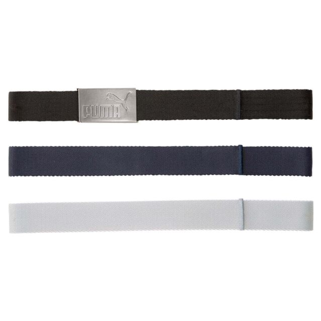 Puma Golf Mens Webbing Fabric Puma Logo Adjustable Silver Clip Belt