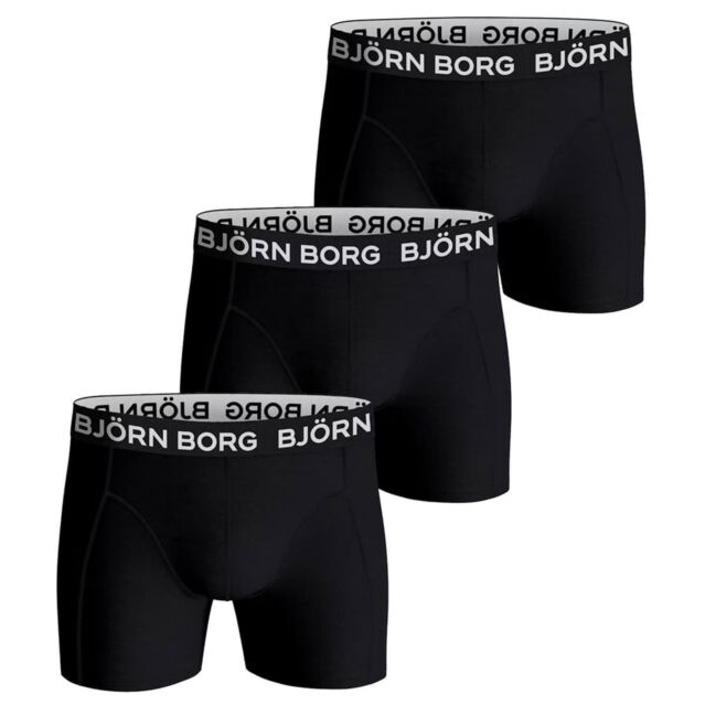 Bjorn Borg Mens Soft Cotton Breathable Stretch Mid Rise 3 Pack Boxer Briefs