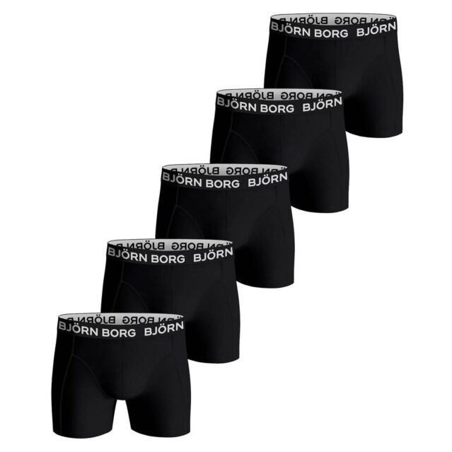 Bjorn Borg Mens Soft Cotton Breathable Stretch Mid Rise 5 Pack Boxer Briefs