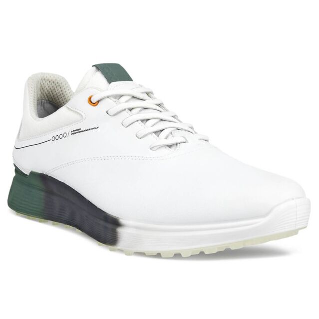Ecco Mens M S-Three Leather Waterproof Spikeless Golf Shoes