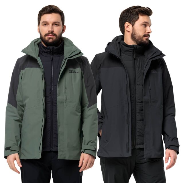Jack Wolfskin Mens Romberg 3 In 1 Waterproof Windproof Hooded Jacket