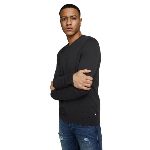 Jack & Jones Mens Basic Knit V Neck Regular Fit Classic Cotton Sweater