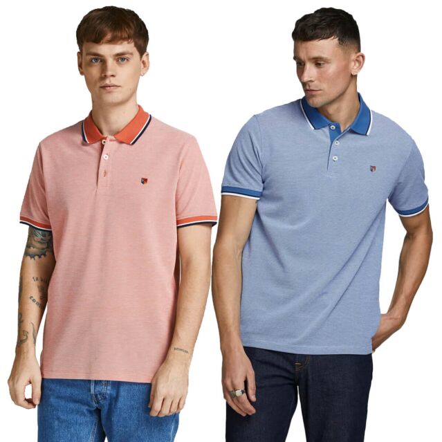 Jack & Jones Mens Pique Regular Fit Textured Short Sleeve Polo Shirt